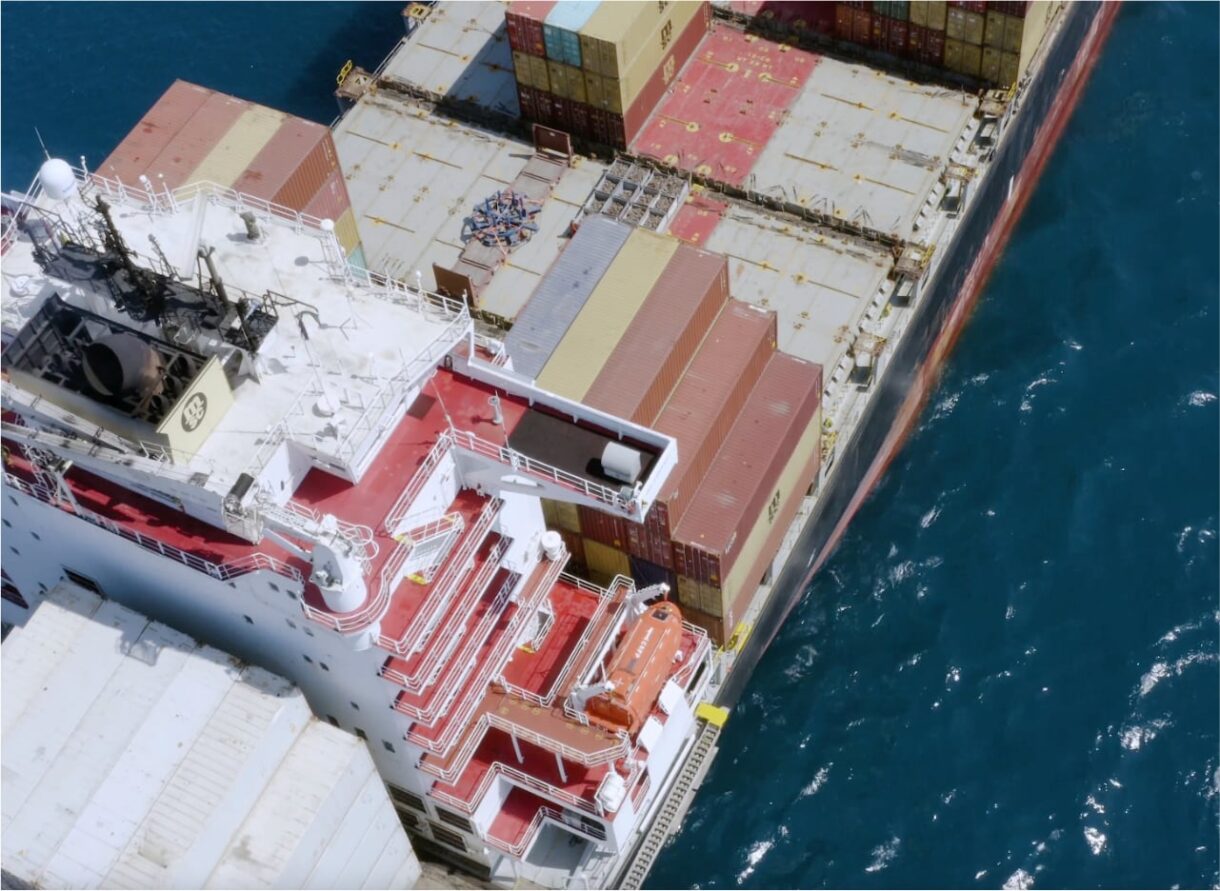 Shipping containers on ship