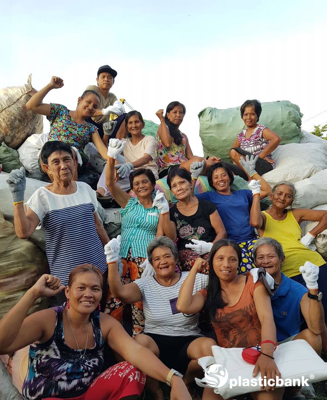 Women working on the Plastic Bank project