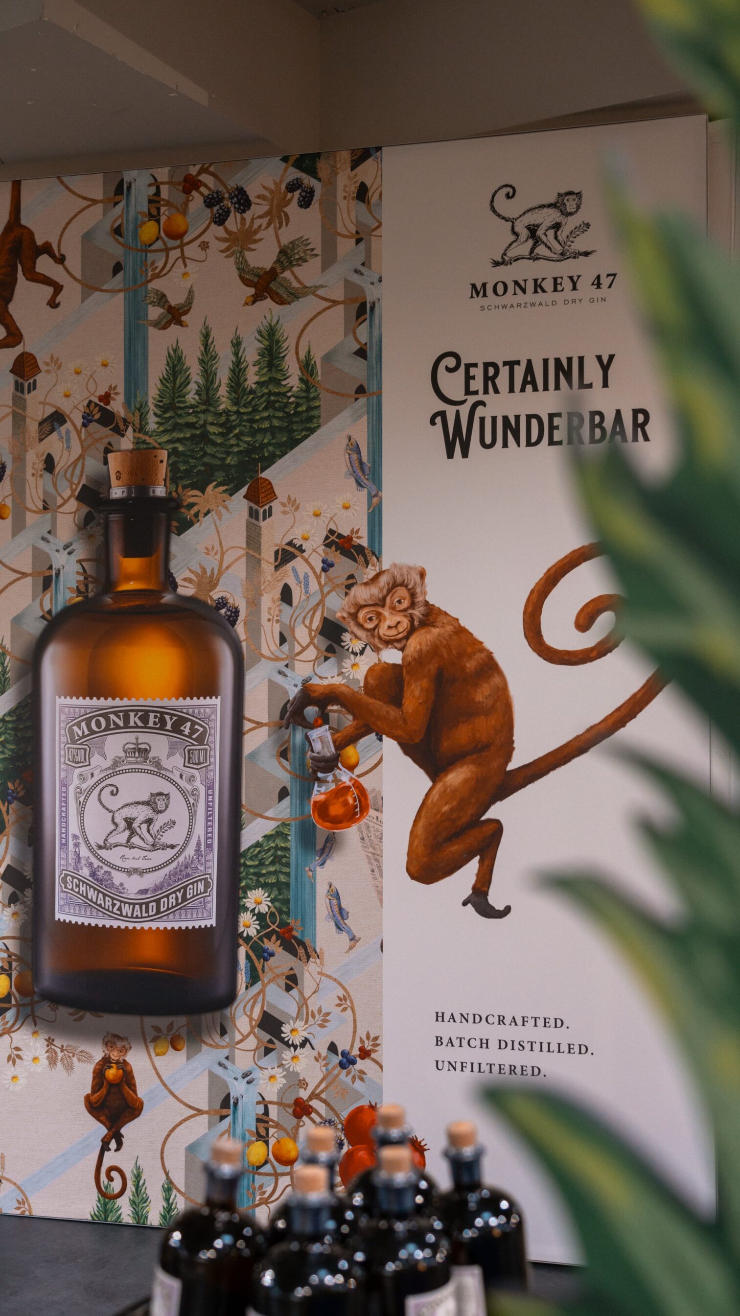 Monkey 47 bottle and mural