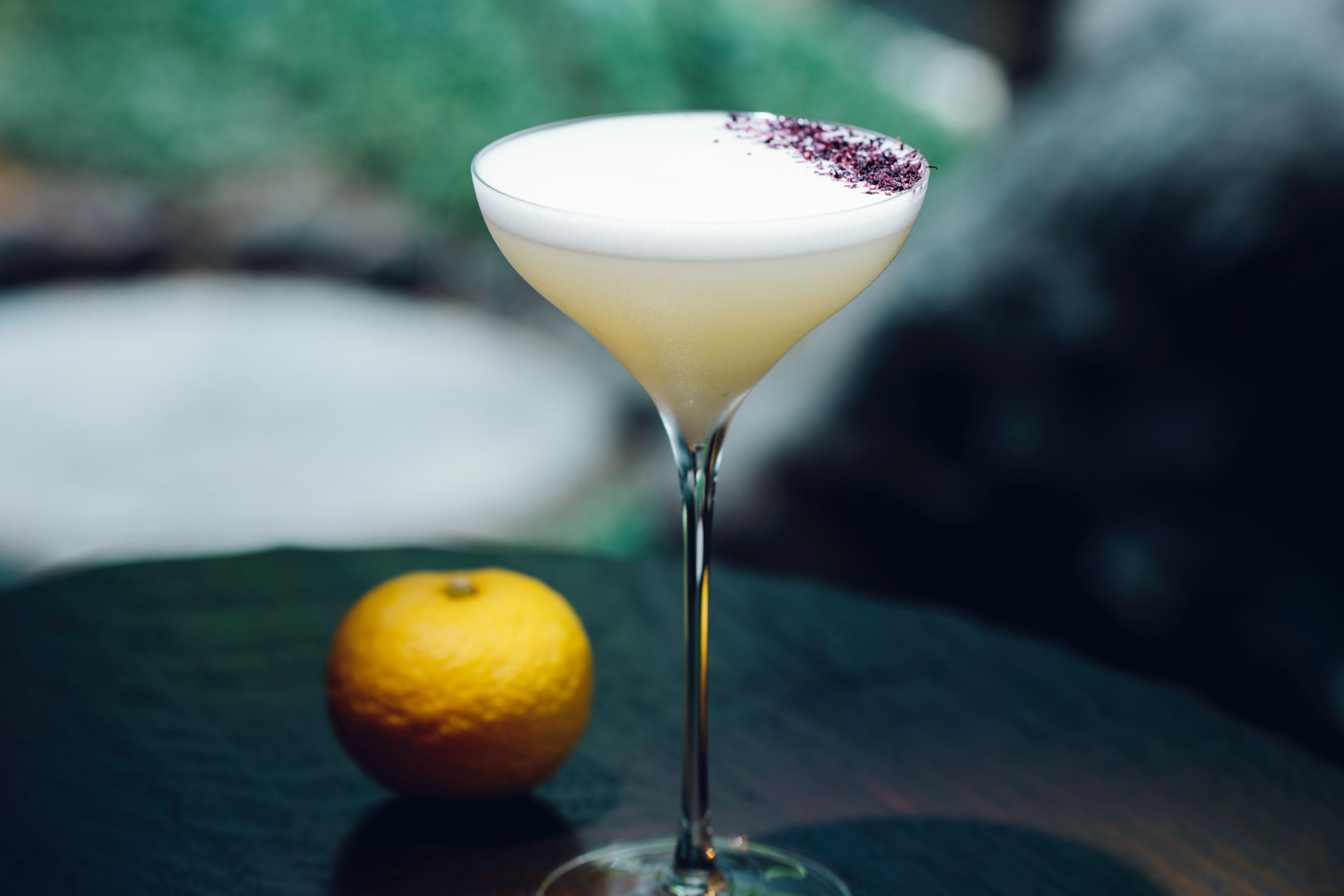 Gimlet with yuzu peal