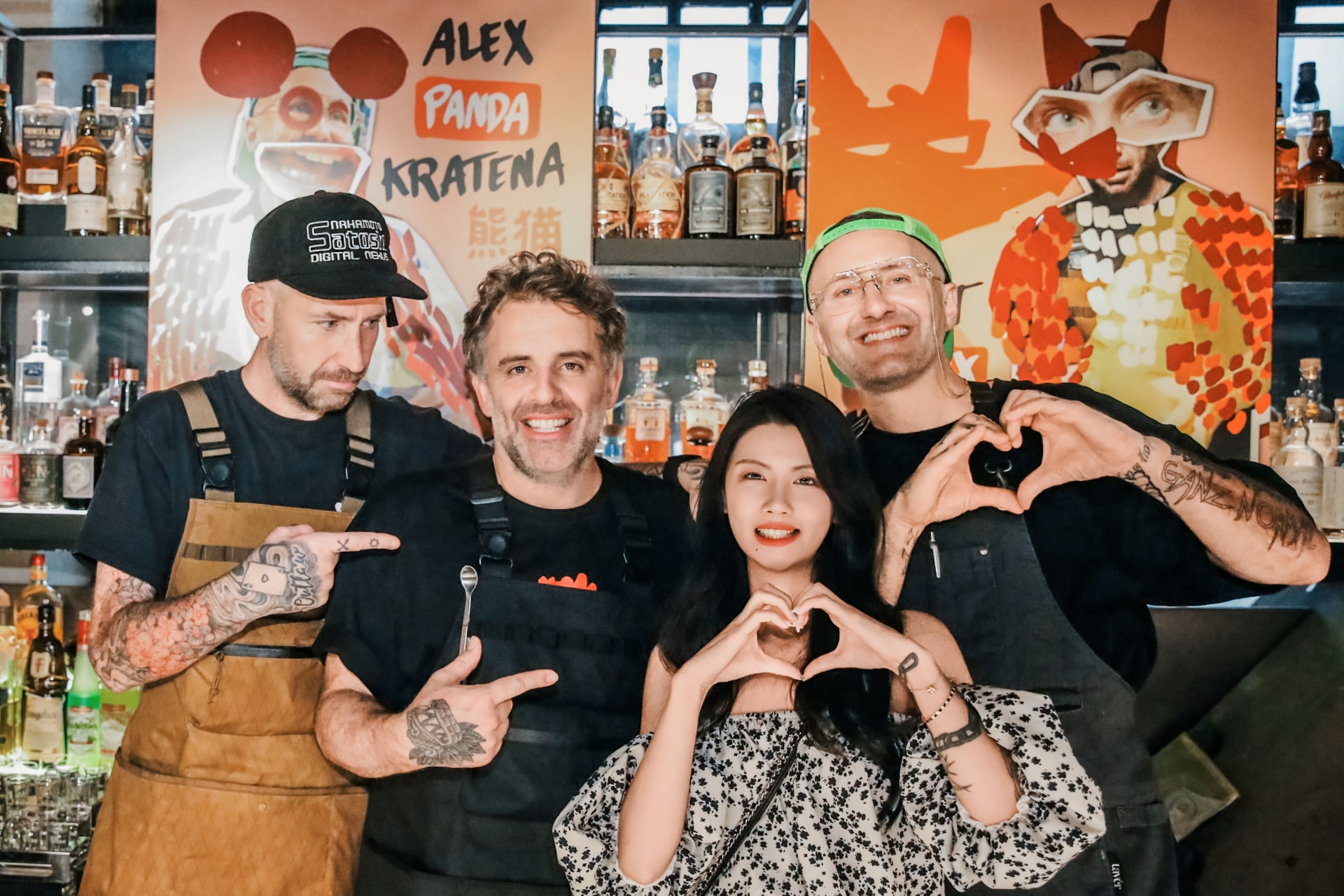 Matt Whiley, Luke Whearty, and Alex Kratena from Like Minded Creatures, with Absolut brand ambassador, Alice Li